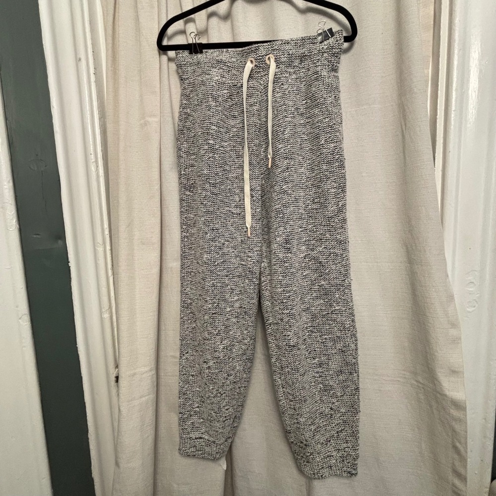 OFFLINE by Aerie Marled Knit Joggers Black White High Waisted Lounge Pants M